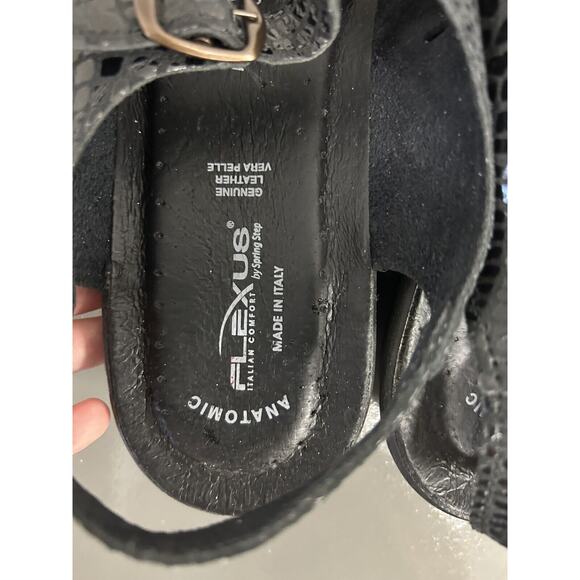 Flexus by Spring Step Black Leather Three buckle Wedge Slingback Sandal 9.5 / 40 - Picture 6 of 8